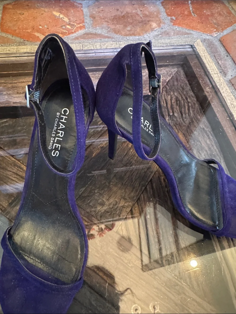 Charles By Charles David Deep Purple Suede Ankle-Strap Heels